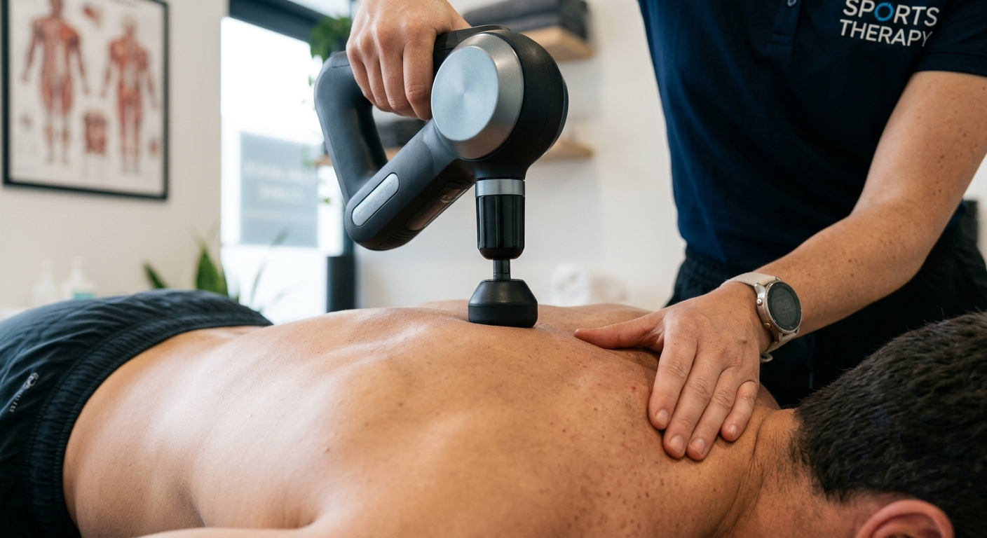 Physiotherapist applying clinical massage and soft tissue techniques to a patient's back
